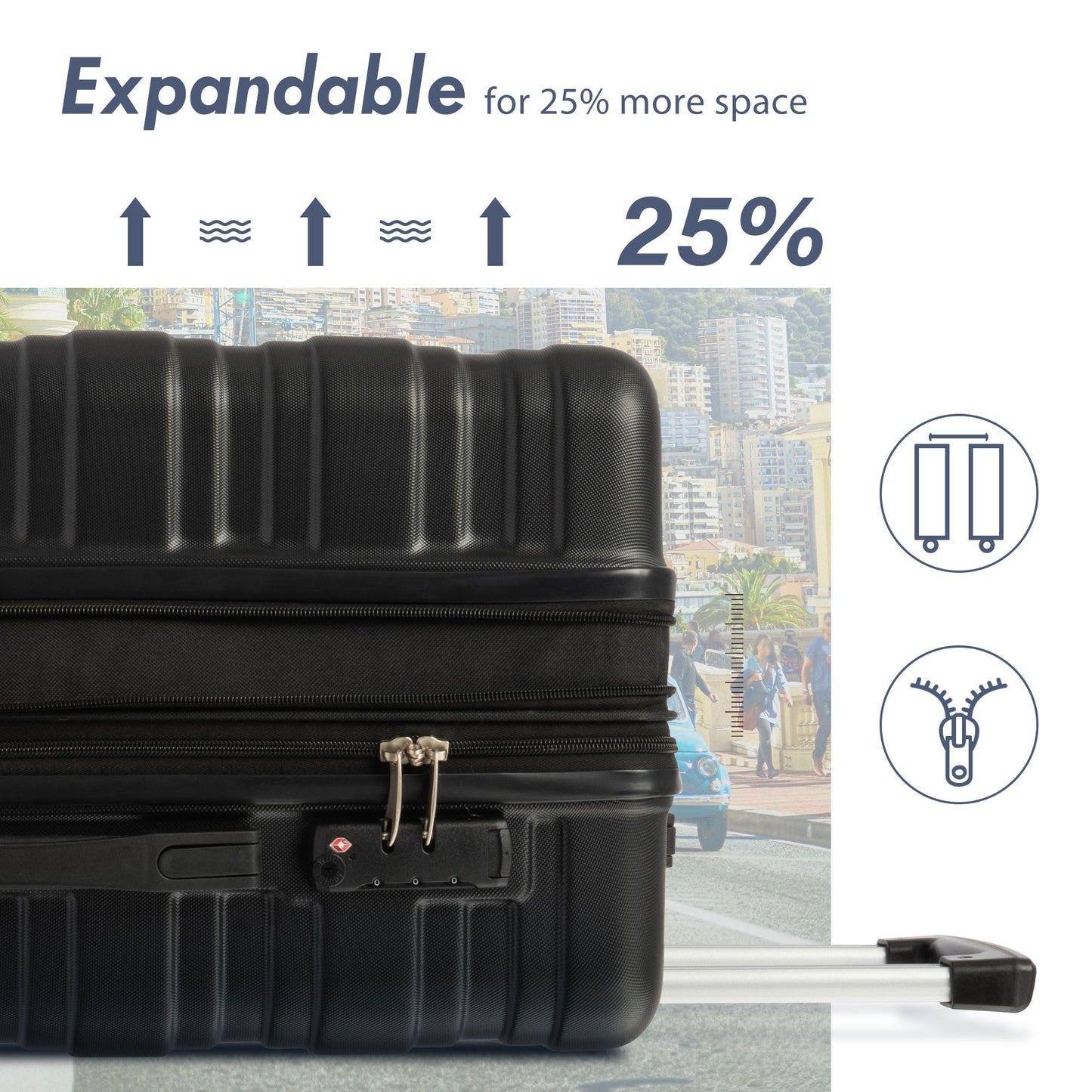Merax Luggage with TSA Lock Spinner Wheels Hardside Expandable Luggage Travel Suitcase Carry on Luggage ABS 28"