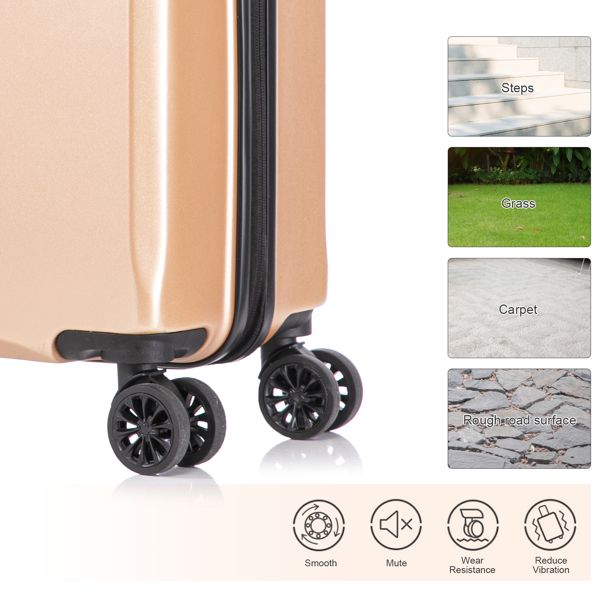 2 Piece Travel Luggage Set Hard shell Suitcase with Spinner Wheels 18' Underseat luggage and 14' Comestic Travel case Toiletry box Champagne