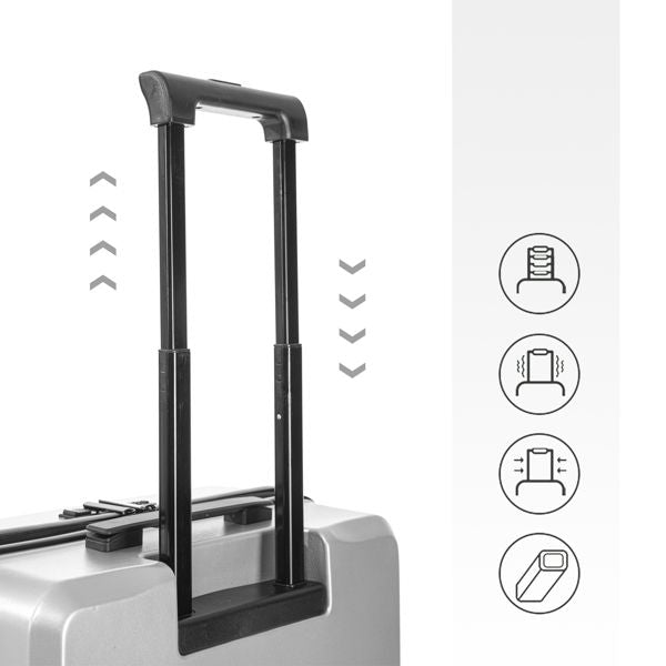 2 Piece Travel Luggage Set Hard shell Suitcase with Spinner Wheels 18' Underseat luggage and 14' Comestic Travel case Toiletry box Silver