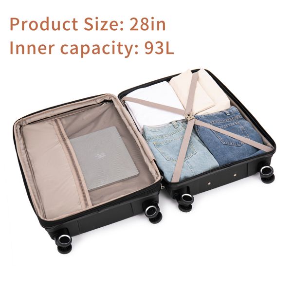 PP Luggage Sets 3 Piece(20/24/28), Expandable Carry On Luggage with TSA Lock Airline Approved, PP materials Hard Shell and Lightweight Suitcase with Spinner Wheels (Black)