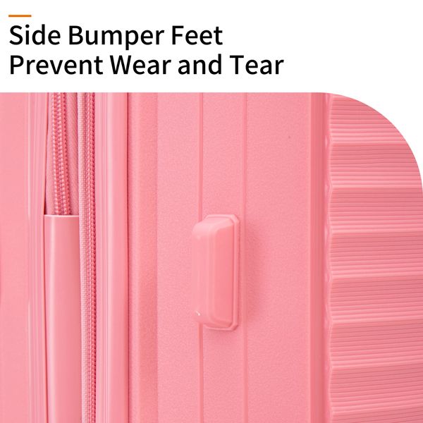 PP Luggage Sets 3 Piece(20/24/28), Expandable Carry On Luggage with TSA Lock Airline Approved, PP materials Hard Shell and Lightweight Suitcase with Spinner Wheels (Pink)