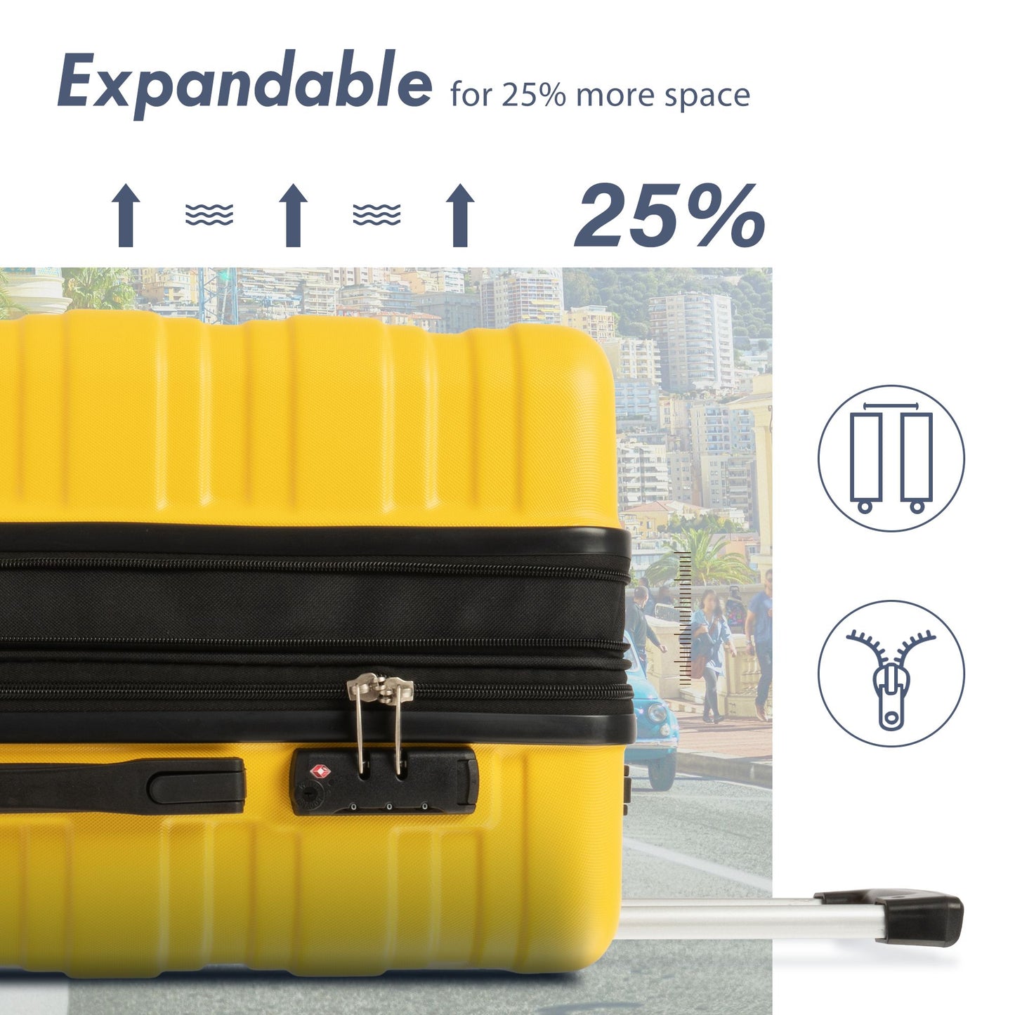 Luggage with TSA Lock Spinner Wheels Hardside Expandable Luggage Travel Suitcase Check In Luggage ABS 28"