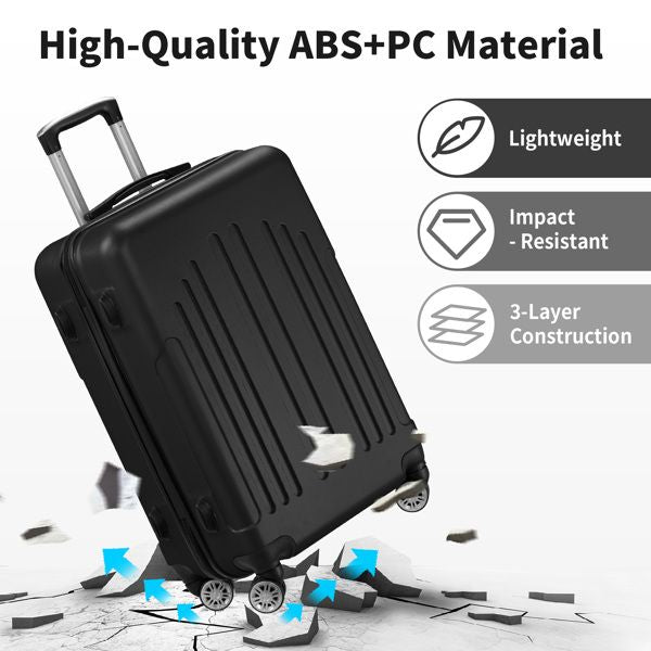 Luggage Set of 3, ABS+PC Hardside Suitcase Sets with TSA Lock 4 Spinner Wheels, Lightweight Trolley Travel Case for Carry On Check-in Business Trip, 20" 24" 28"