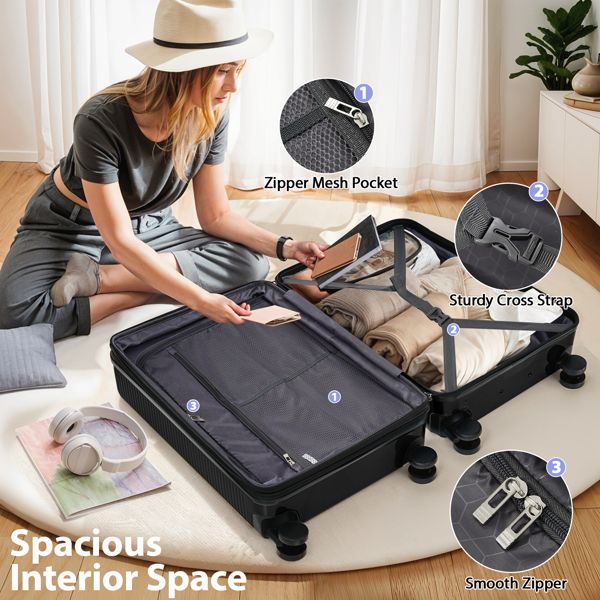 Luggage Sets 3 Piece Hardshell Suitcases with Wheels, Lightweight Expandable Travel Luggage with TSA Lock, Carry-on, Checked Luggage(20inch 24inch 28inch)