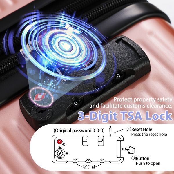 Luggage Sets 3 Piece Hardshell Suitcases with Wheels, Lightweight Expandable Travel Luggage with TSA Lock, Carry-on, Checked Luggage(20inch 24inch 28inch)