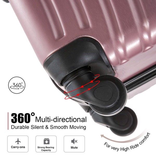 4 Piece Luggage Set PC Material Hard Shell Suitcase with Spinner Wheels Lightweight Suitcase Set Silver