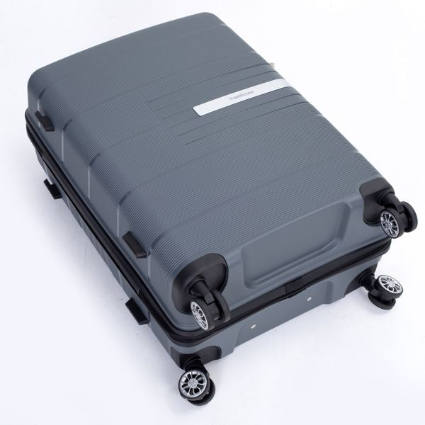 Hardshell Suitcase Double Spinner Wheels PP Luggage Sets Lightweight Durable Suitcase with TSA Lock,3-Piece Set (20/24/28) , Gray