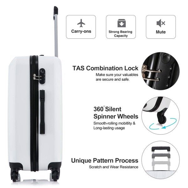 5 Piece Set Luggage Sets Suitcase ABS Hardshell Lightweight Spinner Wheels (16/20/24/28 inch)