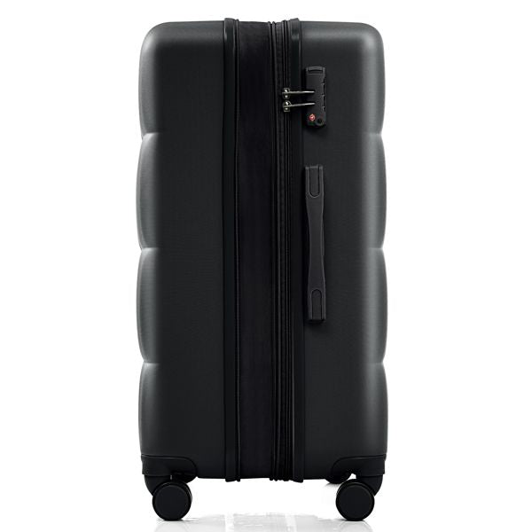 Luggage Sets 3 Piece, 20-inch with USB Port and front opening design, ABS Hard Shell Luggage with Spinner Wheels, Cup Holder, black and brown