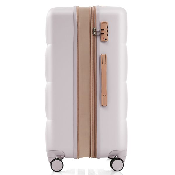 Luggage Sets 3 Piece, 20-inch with USB Port and front opening design, ABS Hard Shell Luggage with Spinner Wheels, Cup Holder, light grey