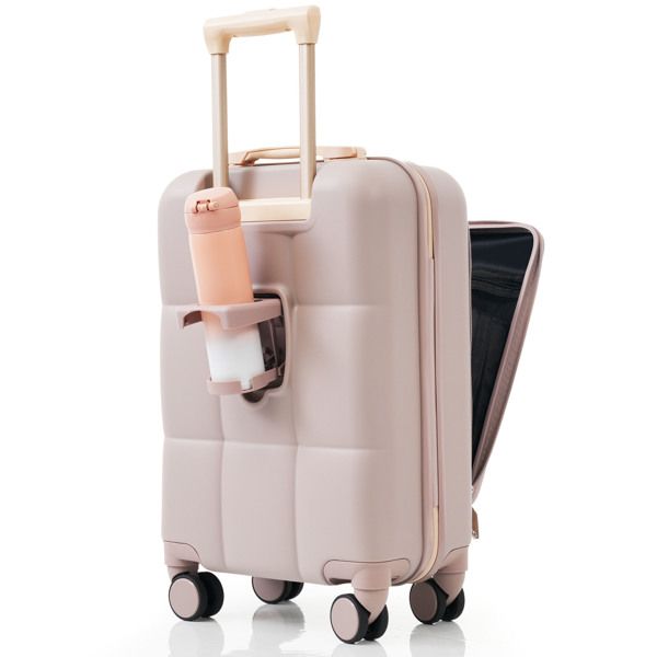 Luggage Sets 3 Piece, 20-inch with USB Port and front opening design, ABS Hard Shell Luggage with Spinner Wheels, Cup Holder