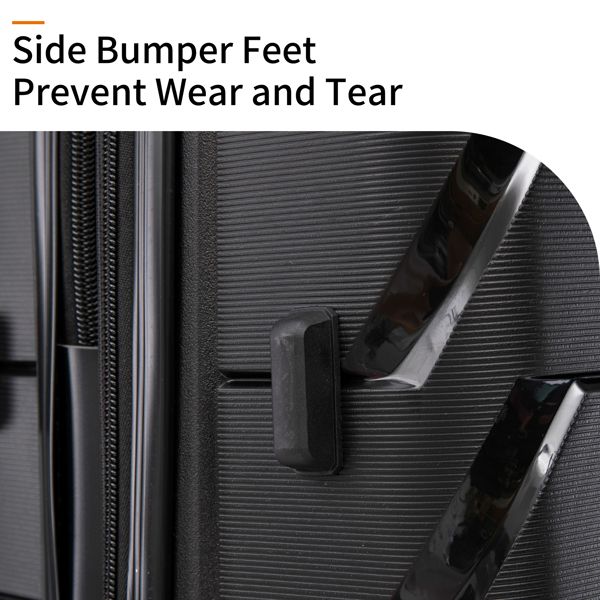 PP Luggage Sets 3 Piece(20/24/28), Expandable Carry On Luggage with TSA Lock Airline Approved, PP materials Hard Shell and Lightweight Suitcase with Spinner Wheels (Black)