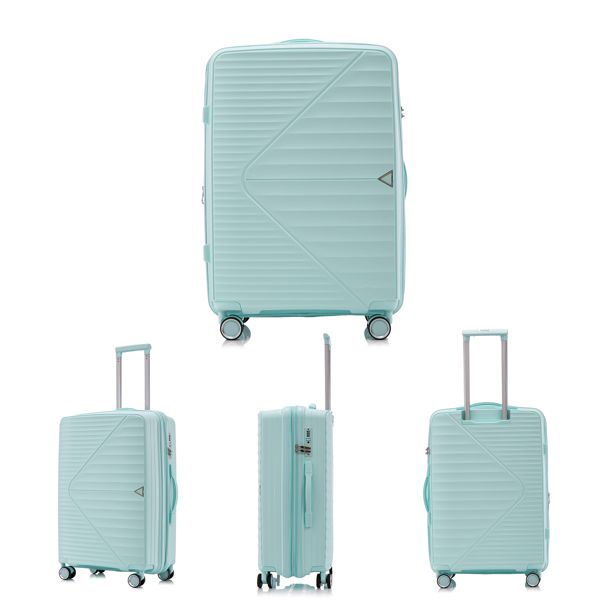 PP Luggage Sets 3 Piece(20/24/28), Expandable Carry On Luggage with TSA Lock Airline Approved, PP materials Hard Shell and Lightweight Suitcase with Spinner Wheels (Mint Green)