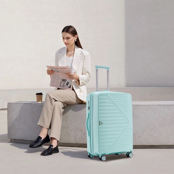 PP Luggage Sets 3 Piece(20/24/28), Expandable Carry On Luggage with TSA Lock Airline Approved, PP materials Hard Shell and Lightweight Suitcase with Spinner Wheels (Mint Green)
