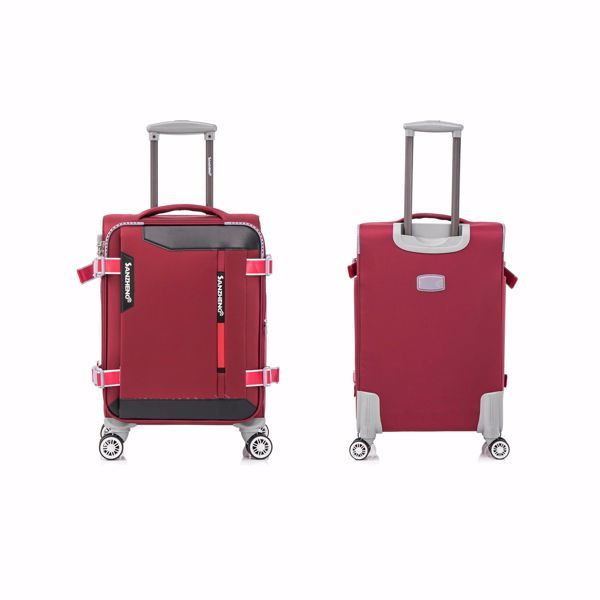 Softside Upright Luggage Set Expandable, Lightweight,4-Piece (20//24/28/32) ,Claret Red