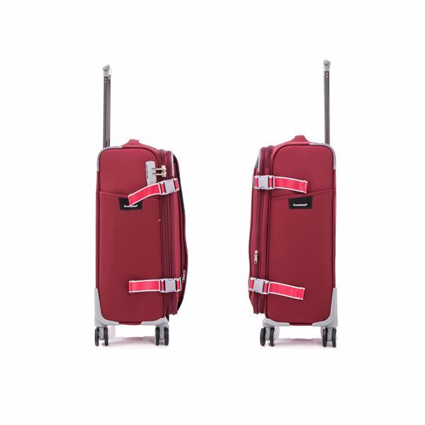 Softside Upright Luggage Set Expandable, Lightweight,4-Piece (20//24/28/32) ,Claret Red