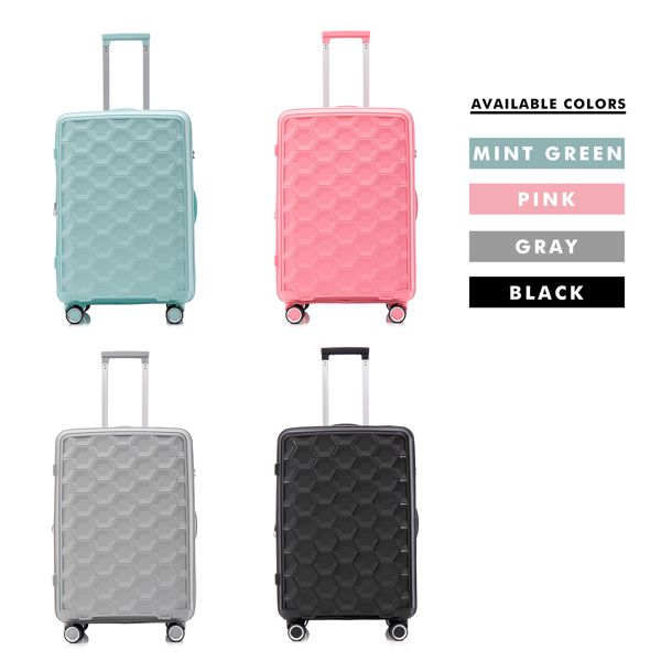 PP Luggage Sets 3 Piece(20/24/28), Expandable Carry On Luggage with TSA Lock Airline Approved, PP materials Hard Shell and Lightweight Suitcase with Spinner Wheels (Gray)
