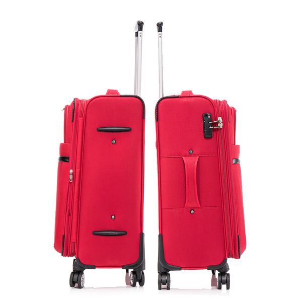 3-piece fabric soft luggage set with swivel wheels and password lock, 20/26/30 inches,Red