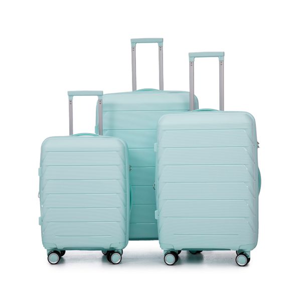 PP Luggage Sets 3 Piece(20/24/28), Expandable Carry On Luggage with TSA Lock Airline Approved, PP materials Hard Shell and Lightweight Suitcase with Spinner Wheels (Mint Green)
