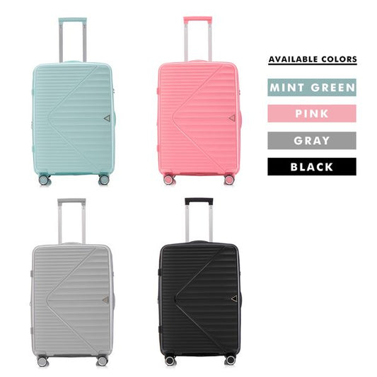 PP Luggage Sets 3 Piece(20/24/28), Expandable Carry On Luggage with TSA Lock Airline Approved, PP materials Hard Shell and Lightweight Suitcase with Spinner Wheels (Gray)