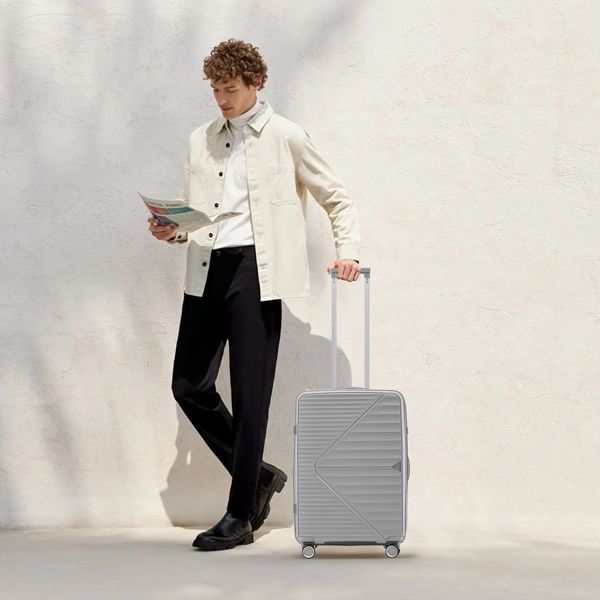 PP Luggage Sets 3 Piece(20/24/28), Expandable Carry On Luggage with TSA Lock Airline Approved, PP materials Hard Shell and Lightweight Suitcase with Spinner Wheels (Gray)
