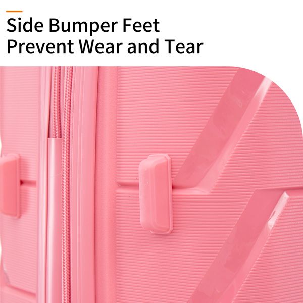 PP Luggage Sets 3 Piece(20/24/28), Expandable Carry On Luggage with TSA Lock Airline Approved, PP materials Hard Shell and Lightweight Suitcase with Spinner Wheels (Pink)