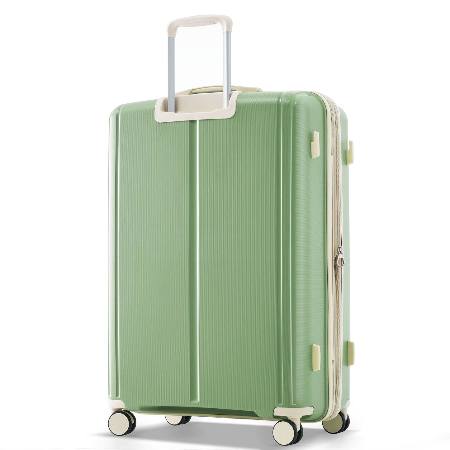 Luggage Sets 3 Piece Suitcase Set 20/24/28 with USB Port,Carry on Luggage Airline Approved,PP Lightweight Suitcase with Spinner Wheels,Green and Ivory